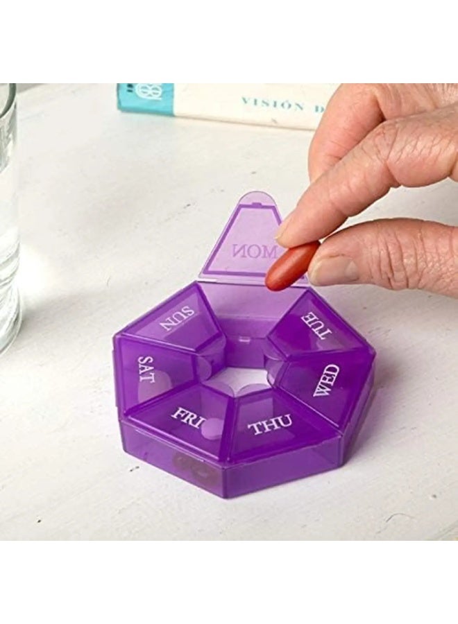 منظم حبوب أسبوعي بسبعة أقسام للفيتامينات والمكملات الغذائية اليومية، تصميم صغير الحجم مناسب للسفر، سهل الحمل والتنظيم أثناء التنقل - Image 3